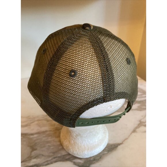 Camo Mesh Trucker Hat With Distressed Brim & Embroidered Eagle Design Adjustable - Picture 4 of 8